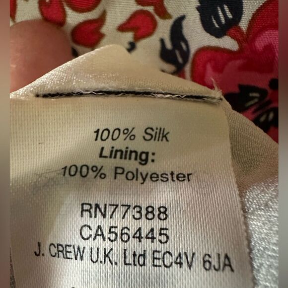 J Crew California Poppy Silk Dress White Pink Navy A Line Tank Dress Size 0 - Picture 8 of 8
